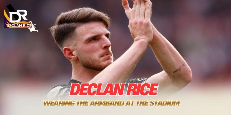 Declan Rice wearing the armband at the Stadium